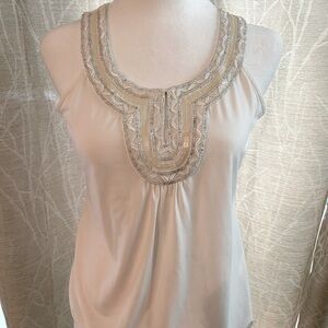 White House Black Market white, bead embellished tank top.Excellent condition!
